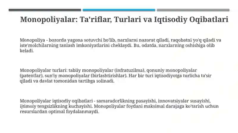 Monopoliyalar va Antimonopoliya Qonunchiligi 3
