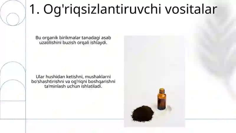 Organik birikmalarning tibbiyot va farmakologiya ishlatilishi 3