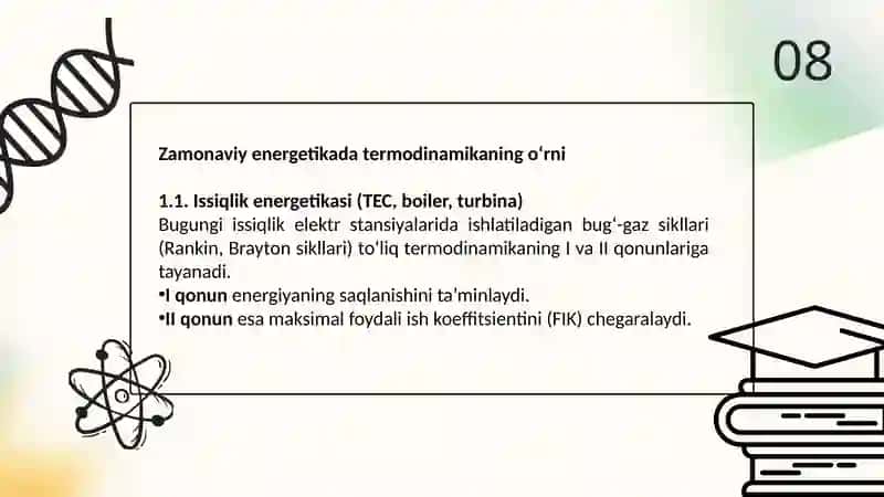 Termodinamikaning zamonaviy energetika va ekologiya sohasidagi o‘rni 3