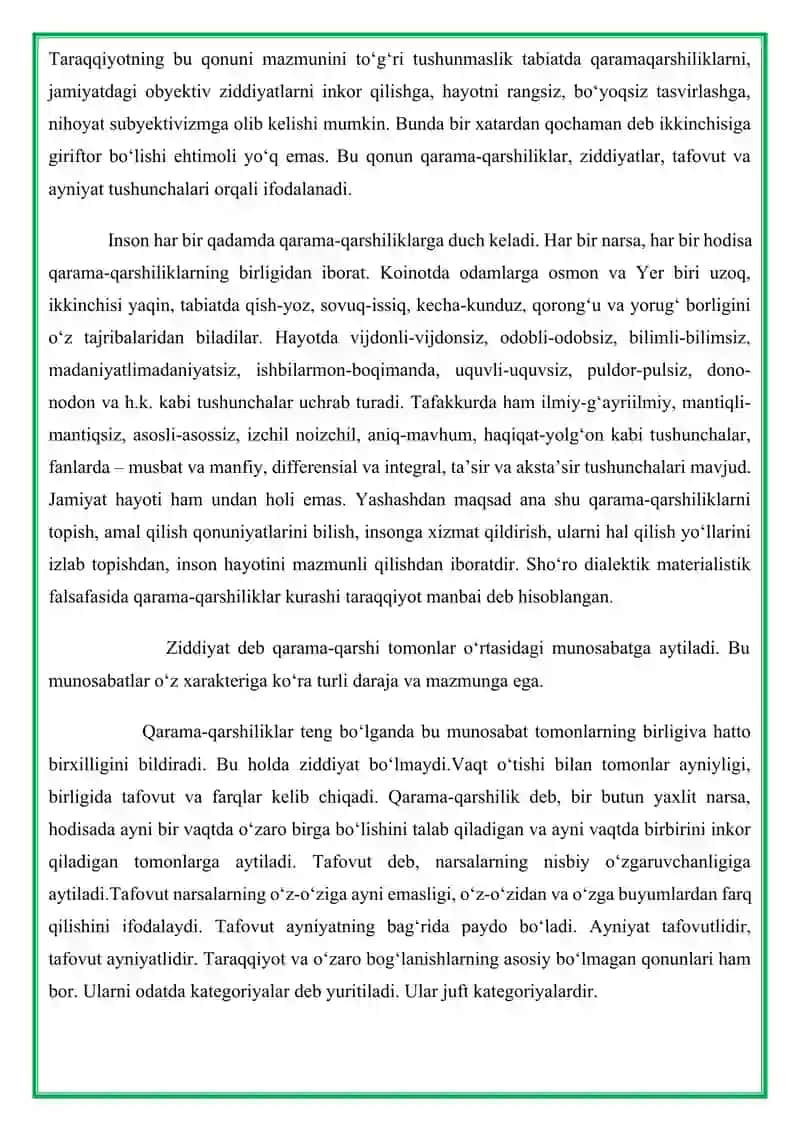 Falsafaning metod, qonun va kategoriyalari 3