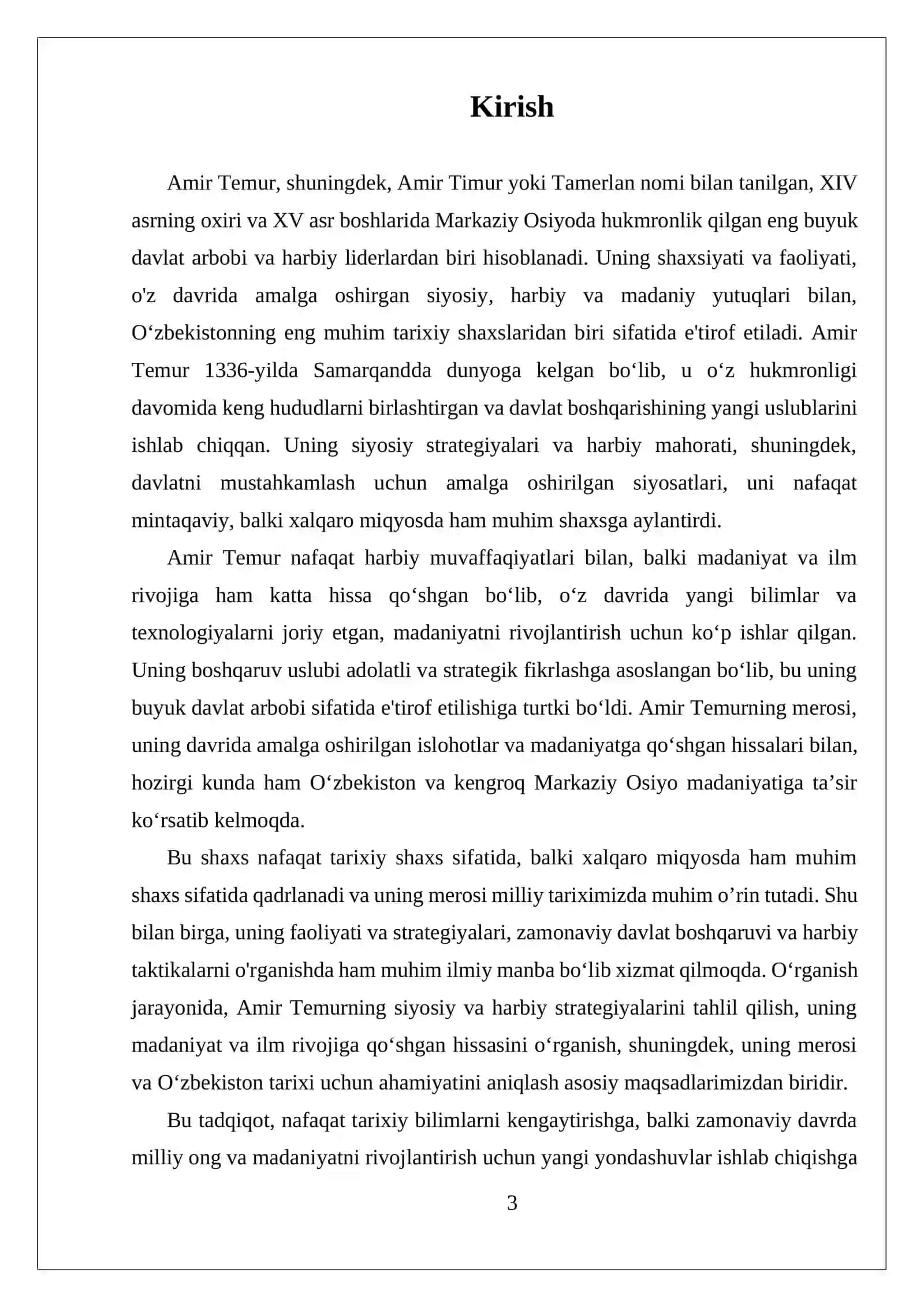 AMIR TEMUR BUYUK DAVLAT  ARBOBI REFERAT 3