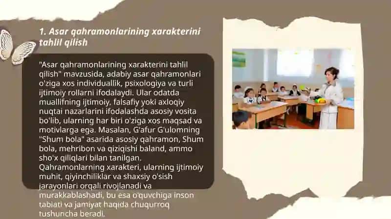 Asar qahramonlarining xarakterini tahlil qilish 3