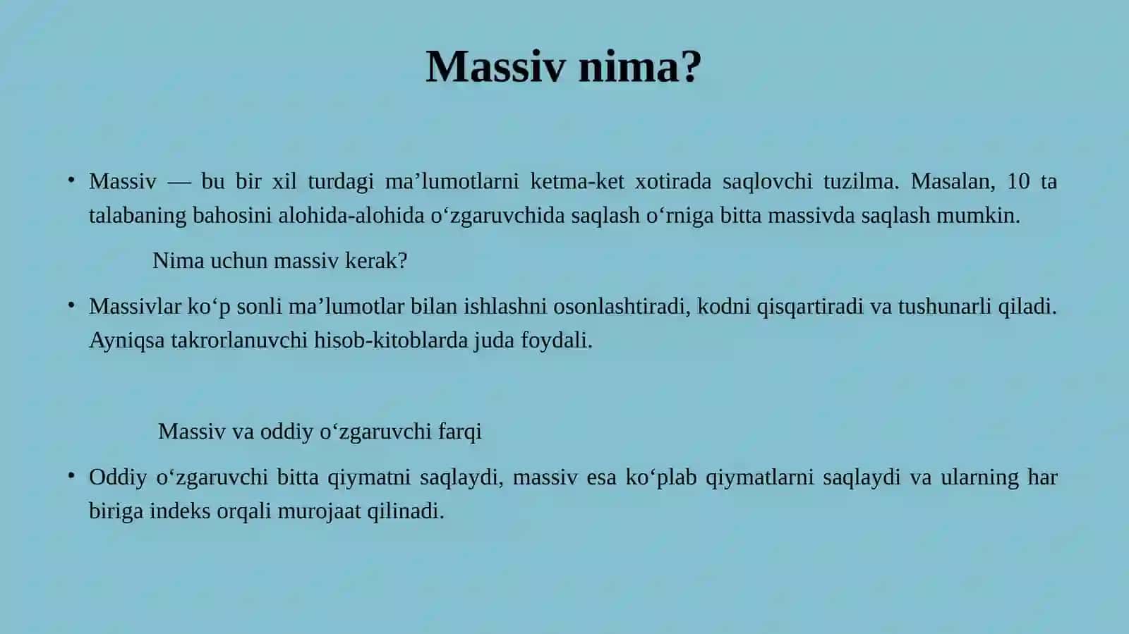 C++ da massivlar va ular ustida amallar bajarish 3