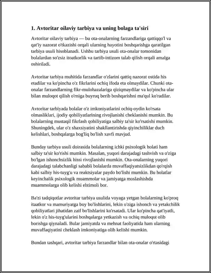 OILADA BOLA TARBIYASI TOIFALARI VA OQIBATLARI 3