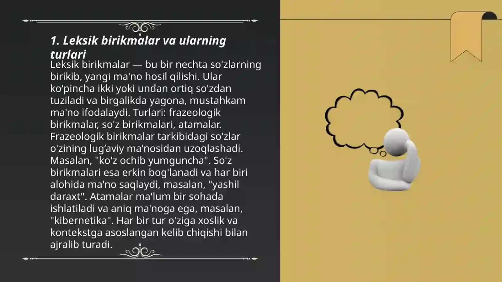 Özbek tili leksikasining boyish manbalari.Sohadagi öz va özlashgan sözlar tasnifi 3