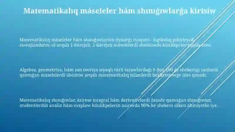 Matematikaliq maseleler hám tapsirmalar 3