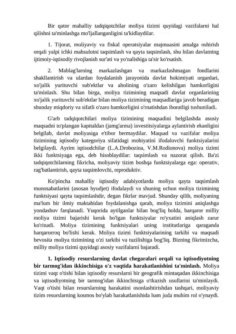 Moliyaviy tizim funktsiyalari va ularning evolyutsiyasi 3