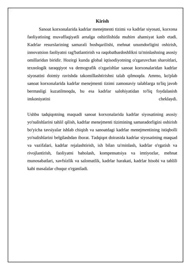 Kadrlar menejmenti tizimi va kadrlar siyosatining asosiy yo'nalishlari 3