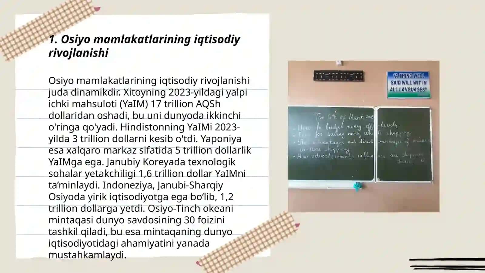 Osiyo va Afrika mamlakatlari bsb loyiha ishi 3