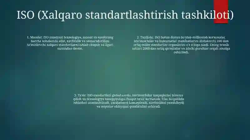 Standartlashtirish Bo‘Yicha Xalqaro Tashkilotlar 3