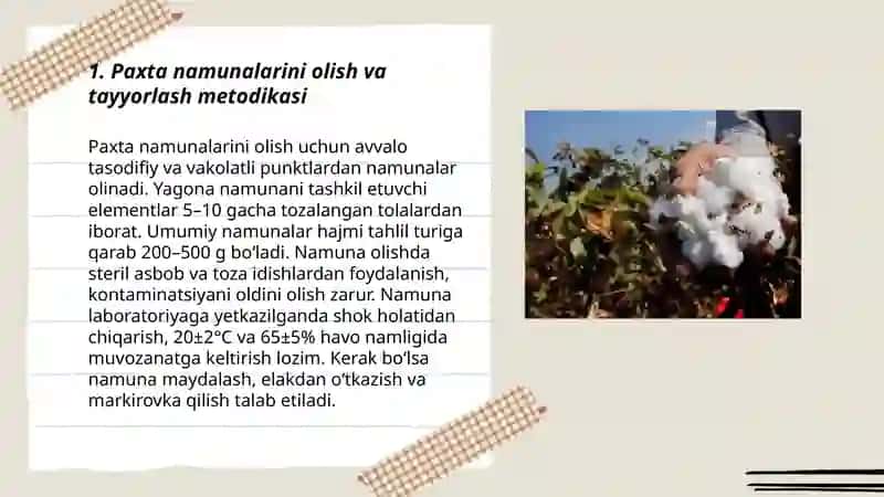 Paxta mahsulotlarini sifatini baholash 3