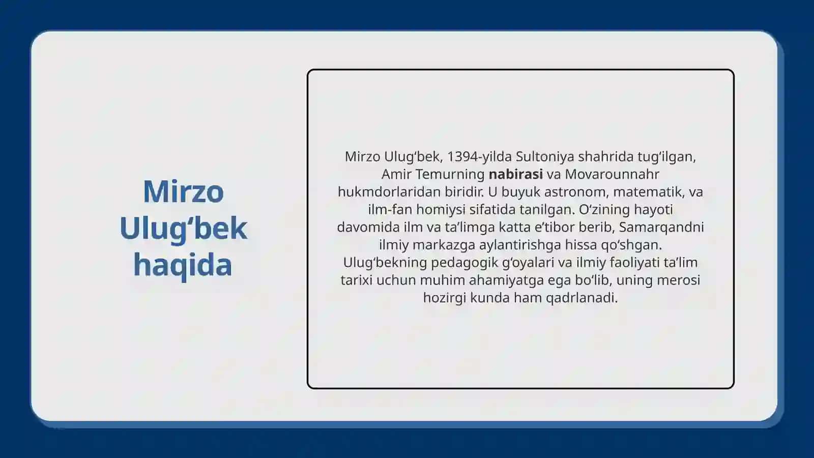 Mirzo Ulug‘bekning pedagogik g‘oyalari 3