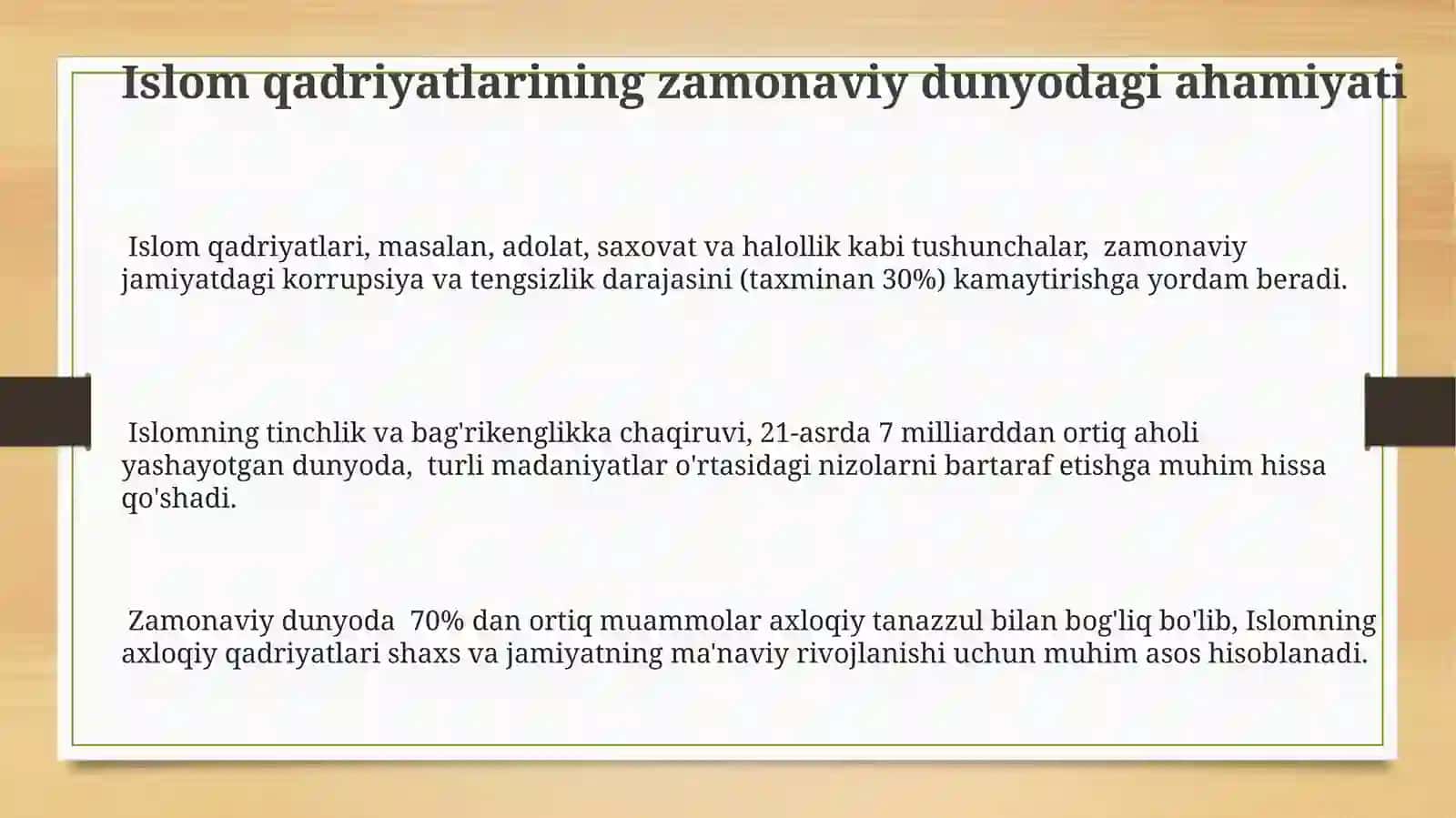 Islom qadriyatlari va ma'rifatining hozirgi kunda ahamiyati 3