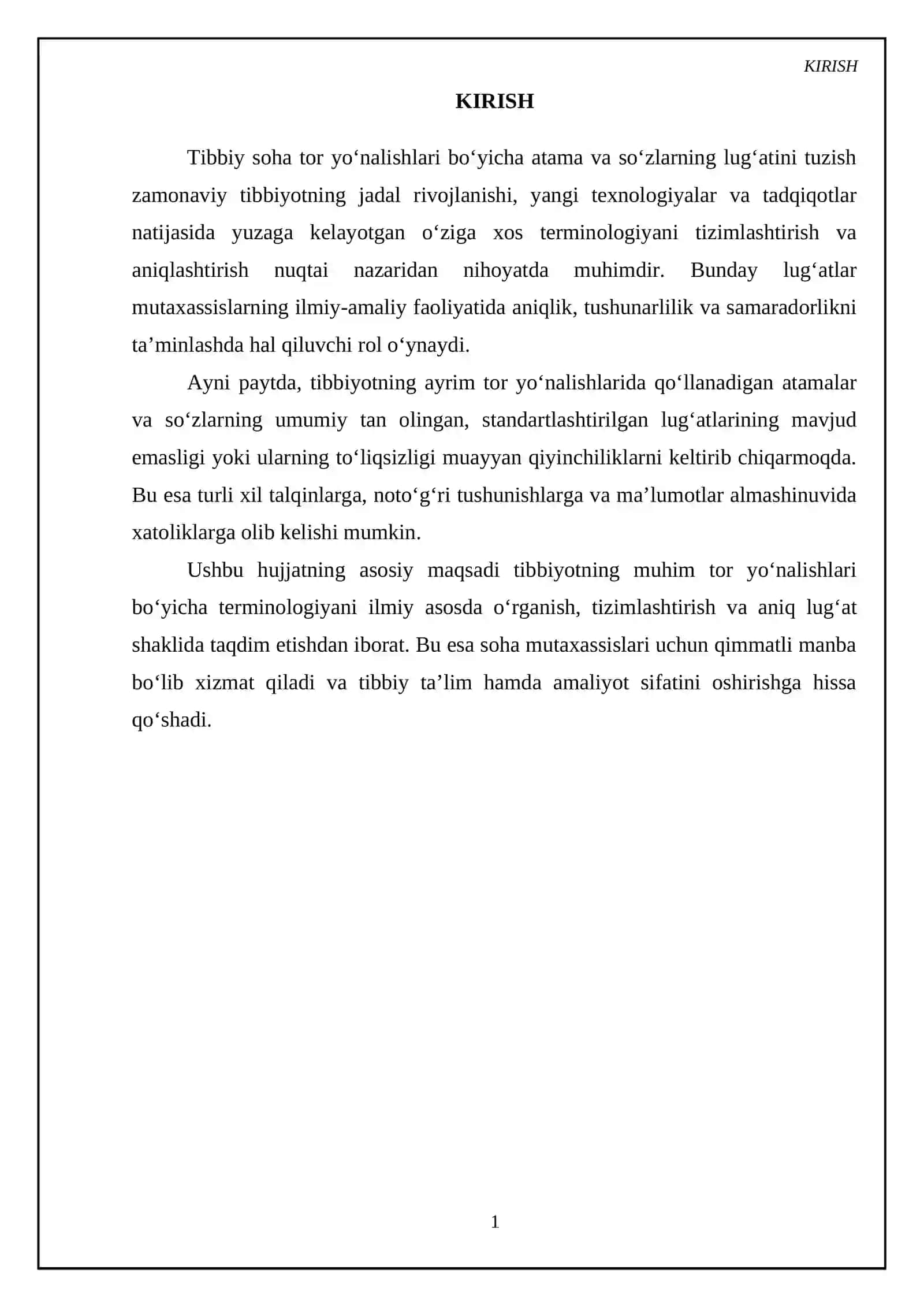 Tibbiy soha tor yo‘nalishlari bo‘yicha atama va so‘zlarning lug‘atini tuzish 3