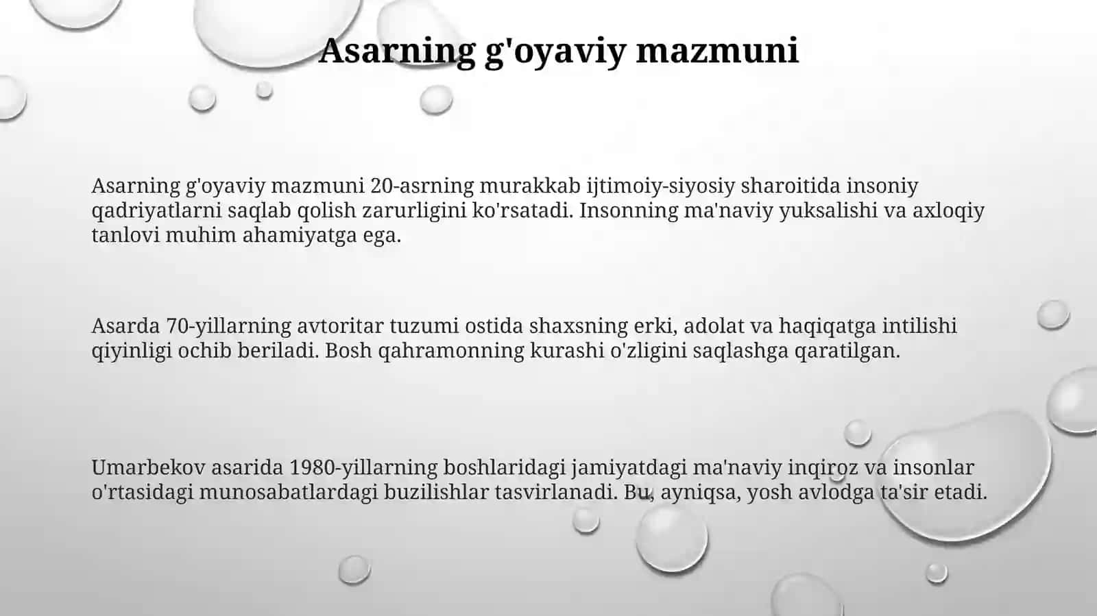 Oʻlmas Umarbekov "odam boʻlish qiyin" asari 3