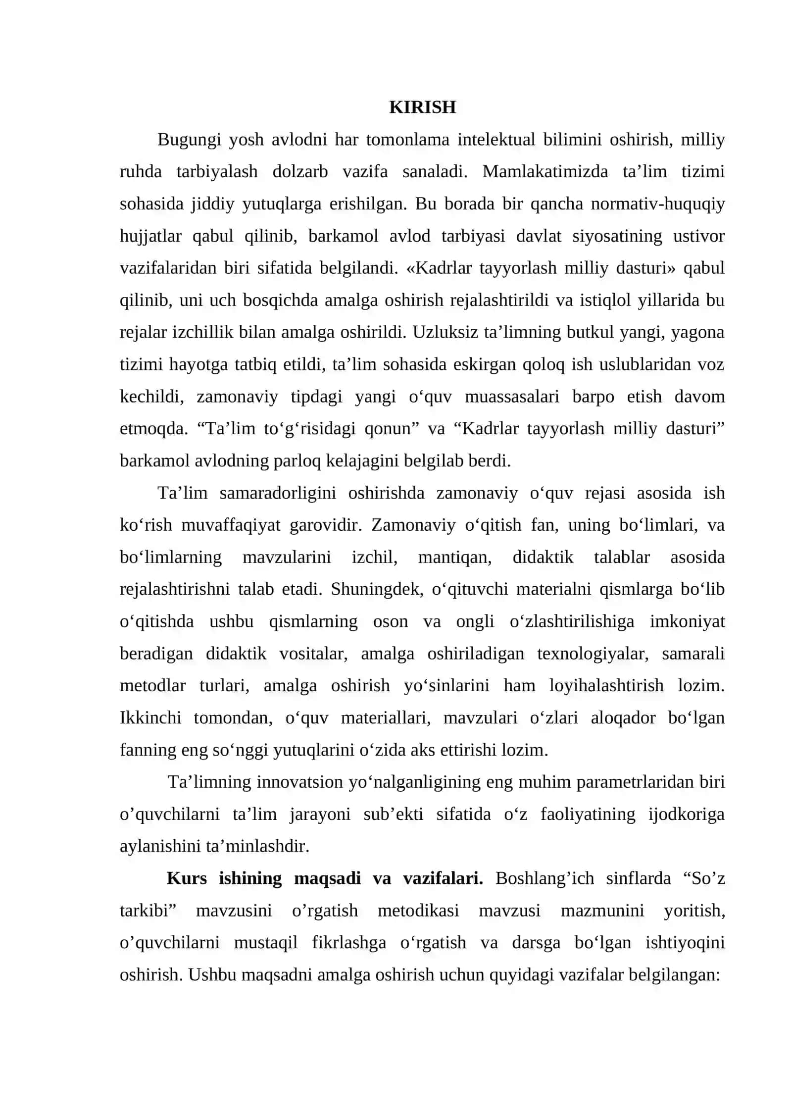 BOSHLANG’ICH SINFLARDA “SO’Z TARKIBI” MAVZUSINI O’RGATISH METODIKASI 3