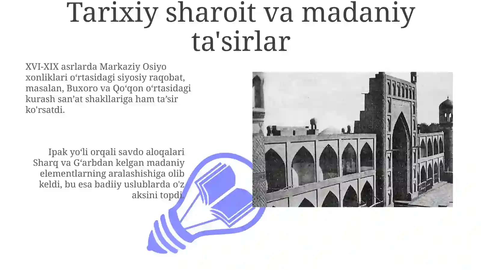 XVI -XIX ASRDA MARKAZIY OSIYO XALQLAR SANATI 3