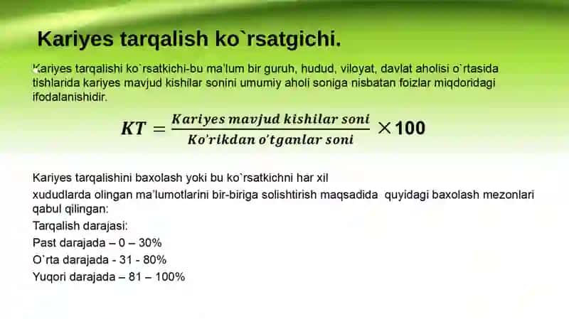 Ommaviy stomatologik kasalliklar ko’rsatkichlari.Statistika ma’lumotlari. 3