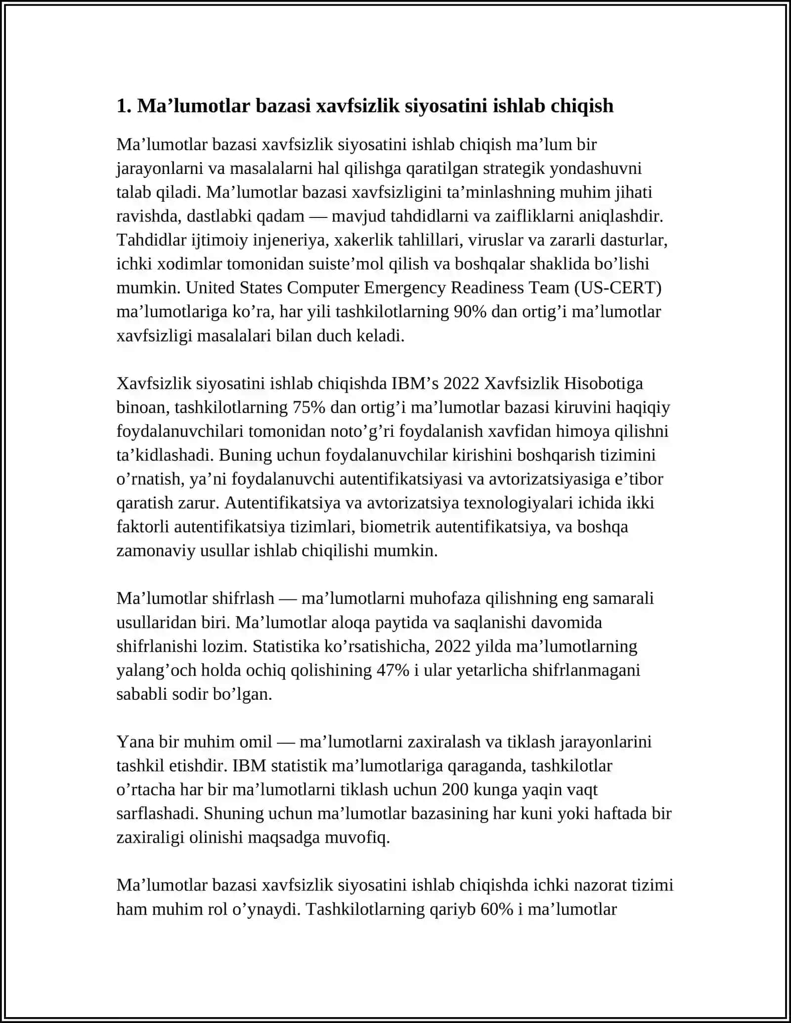 MA’LUMOTLAR BAZASINI ADMINISTRATORLASH VA XAVFSIZLIGINI TA‘MINLASH 3