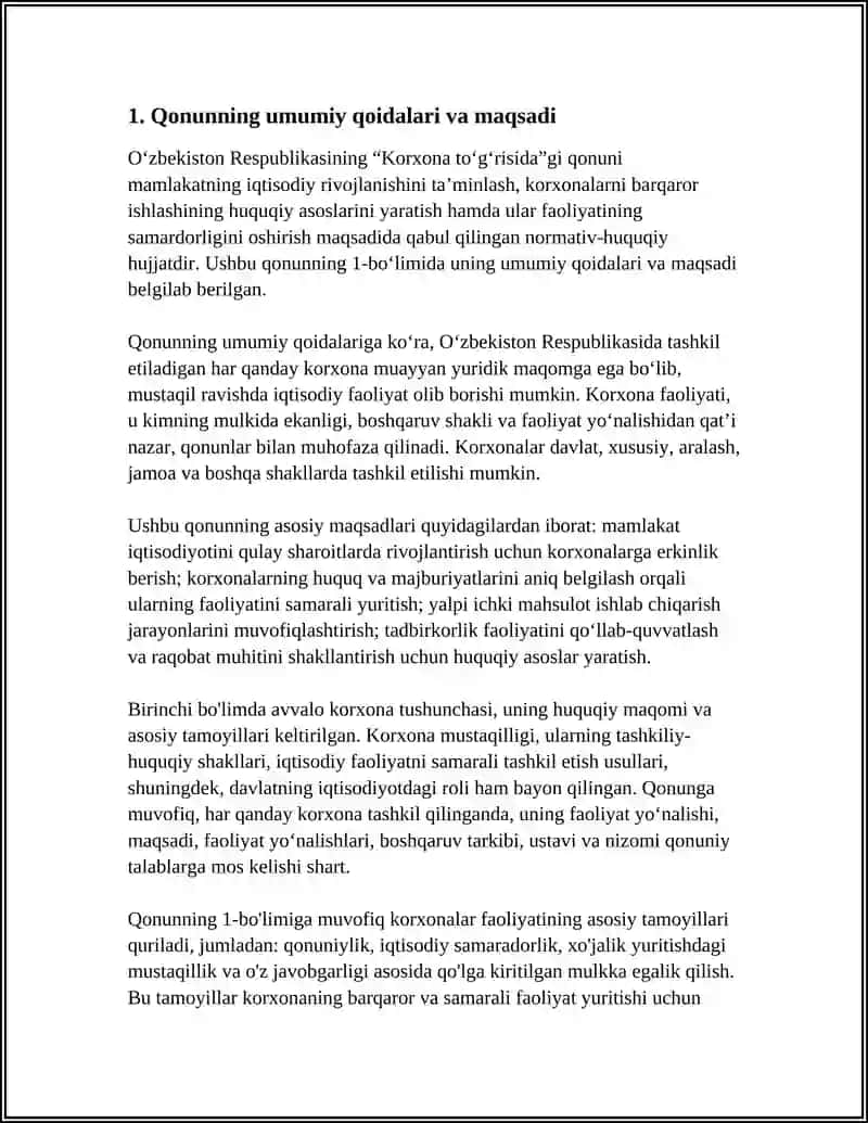 O’ZBEKISTON RESPUBLIKASINING KORXONA TO’G’RISIDAGI QONUNLARI 3