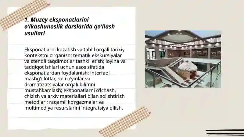 Muzey eksponatlarini o'lkashunoslik darslarida qo'llash usullari 3