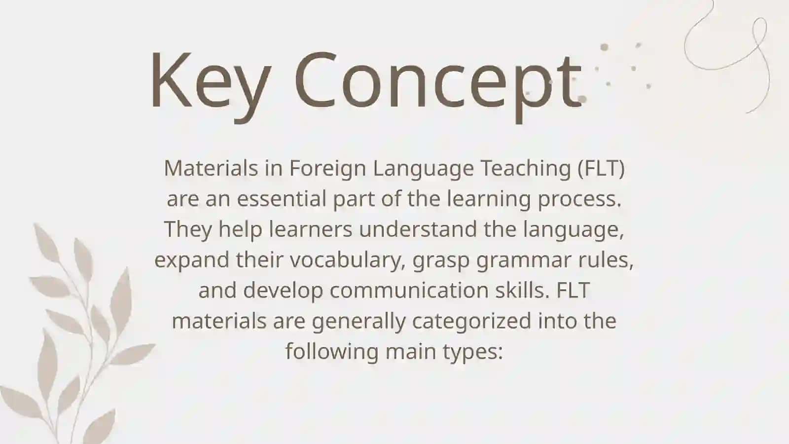The different types of materials in FLT 3