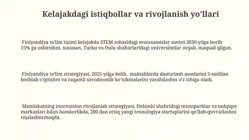 Finlandiya ta'lim tizimining fan va texnika rivojlanishidagi oʻrni 3