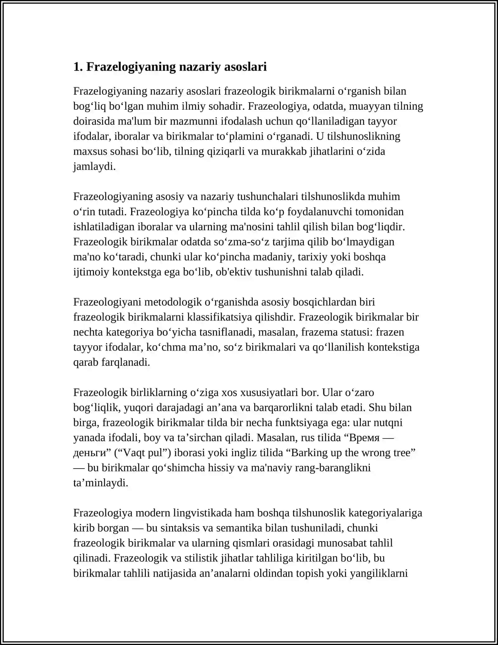 O'zbek Til Frazelogiyasi va Barqaror Birikmalar Tasnifi 3