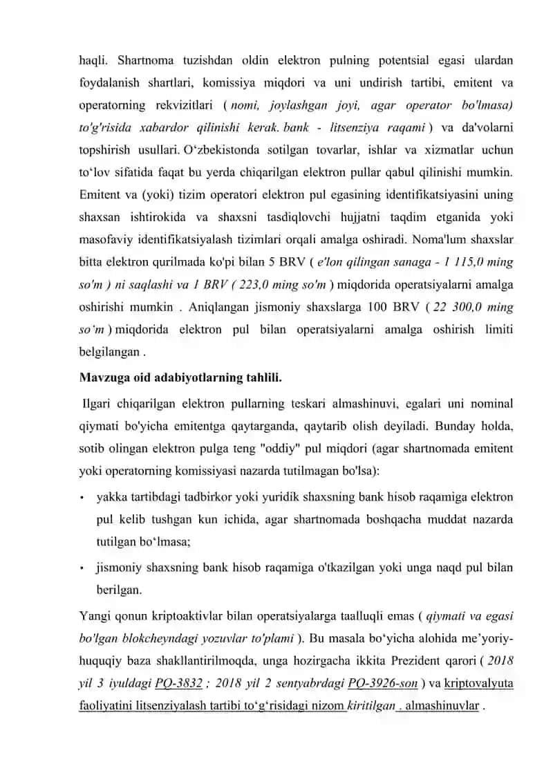 Raqamli naqd pullar va ularning mamlakatimizdagi iqtisodiy o’rni va ahamiyati 3