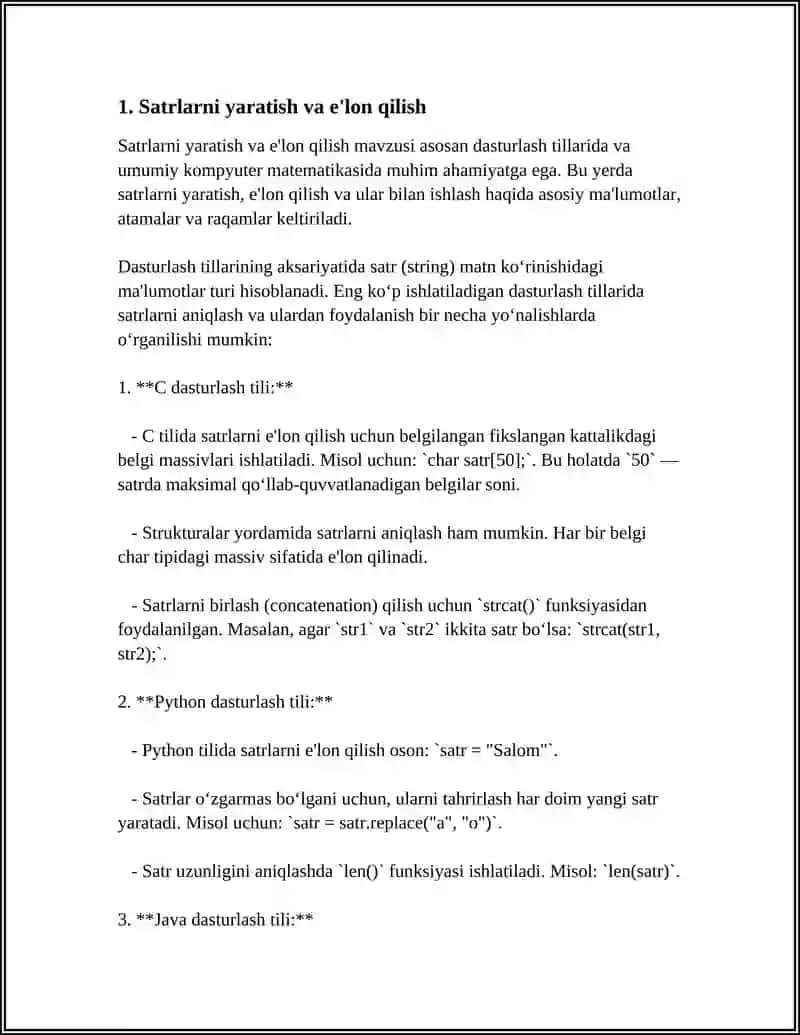 SATRLAR BILAN ISHLASH 3