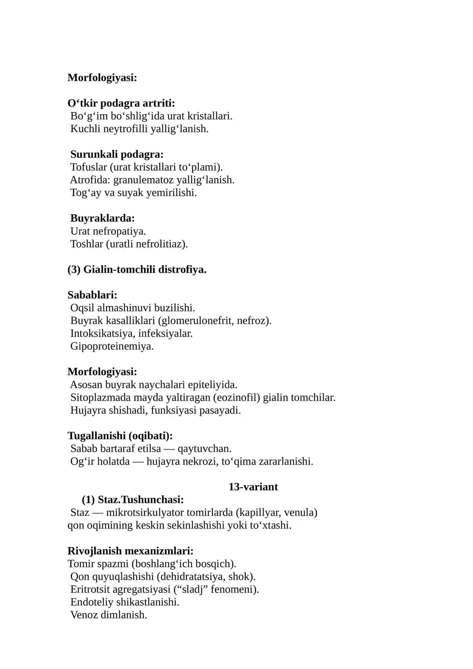 Patologik anatomiya fanlaridan imtihon ( javoblari ) 3