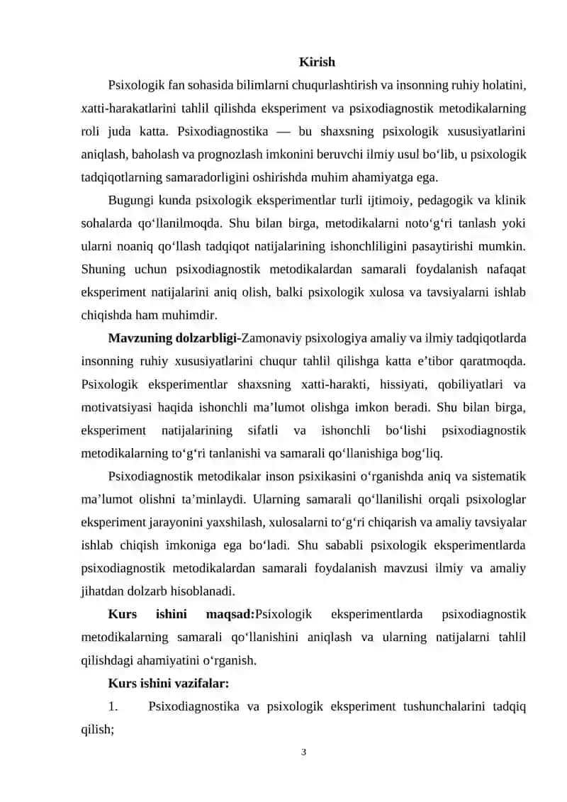 Psixologik eksprementlarda psixodiagnostik metodikalardan samarali foydalanish. 3