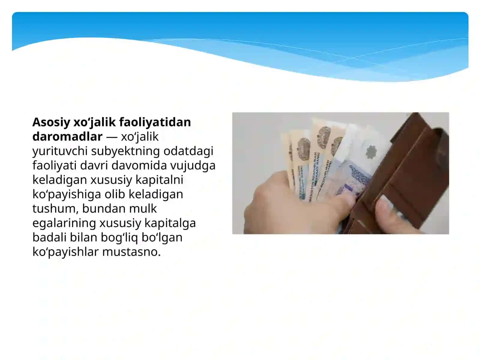 Asosiy xo'jalik faoliyatidan tushgan daromadlar 3