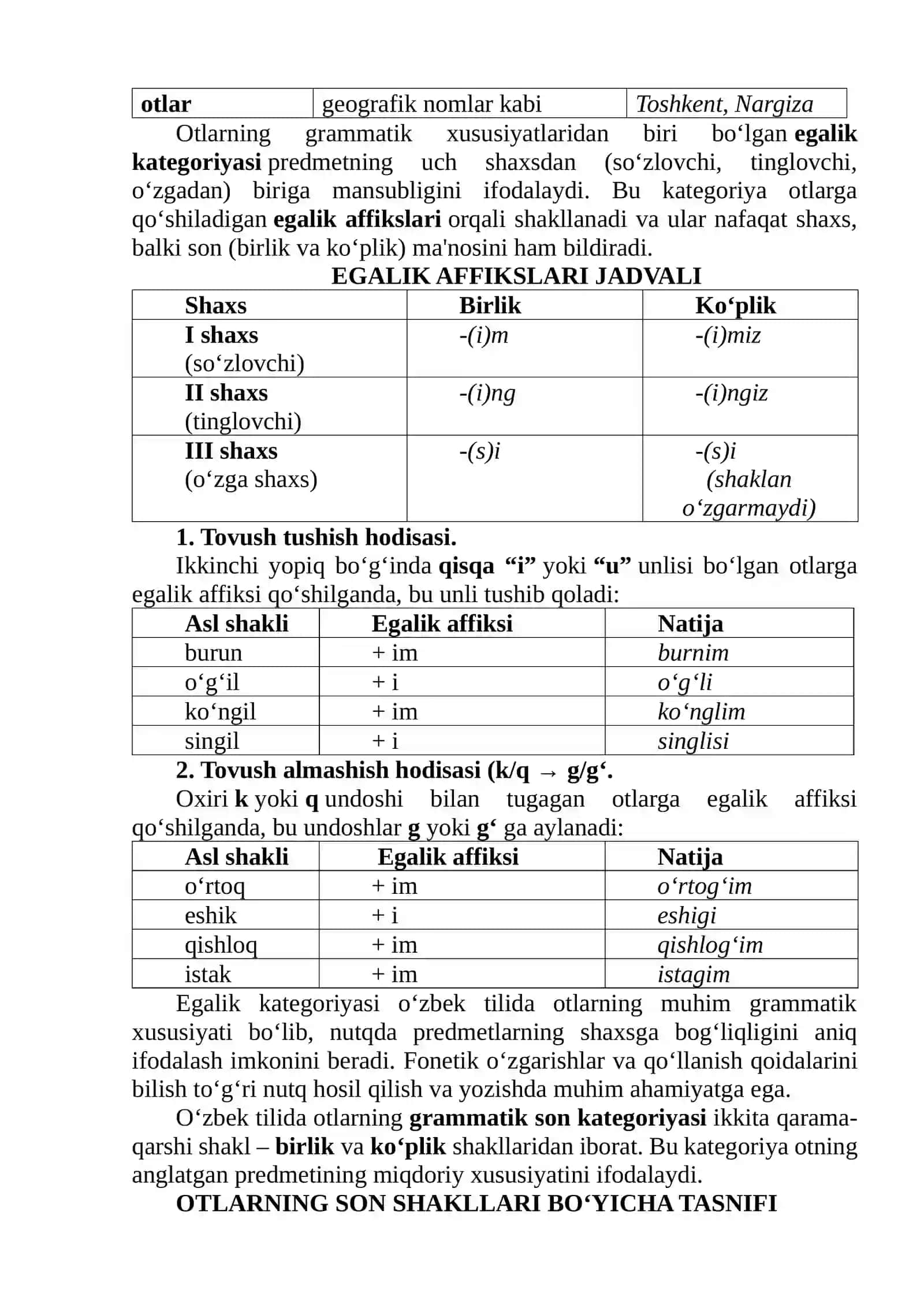 Otlarning aloqa-munosabat kategoriyalari. Otlardagi kelishik kategoriyasi haqida umumiy ma’lumot. Otlarning yasalishi, tuzilish jihatdan turlari. Otlarda modal ma’no. Otlarning tuzilish jihatdan turlari 3