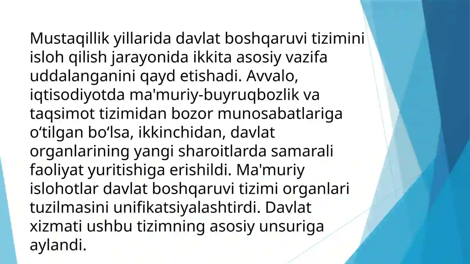 Ma'muriy Islohotlar Davlat Boshqaruvi Tizimida 3