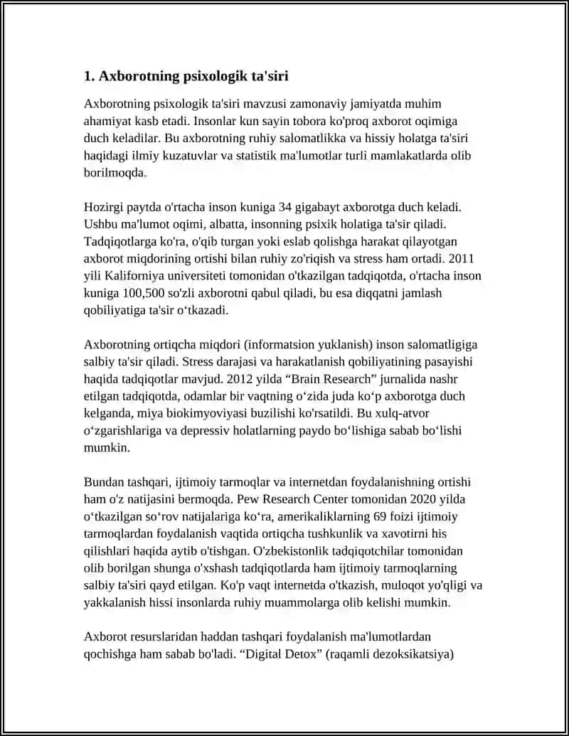 AXBOROT-INSON HAYOTINING AJRALMAS QISMI 3