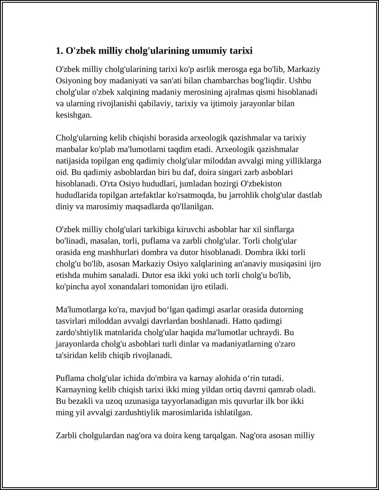 O'ZBEK MILLIY CHOLG'ULARI TARIXI VA KELIP CHIQISHI 3