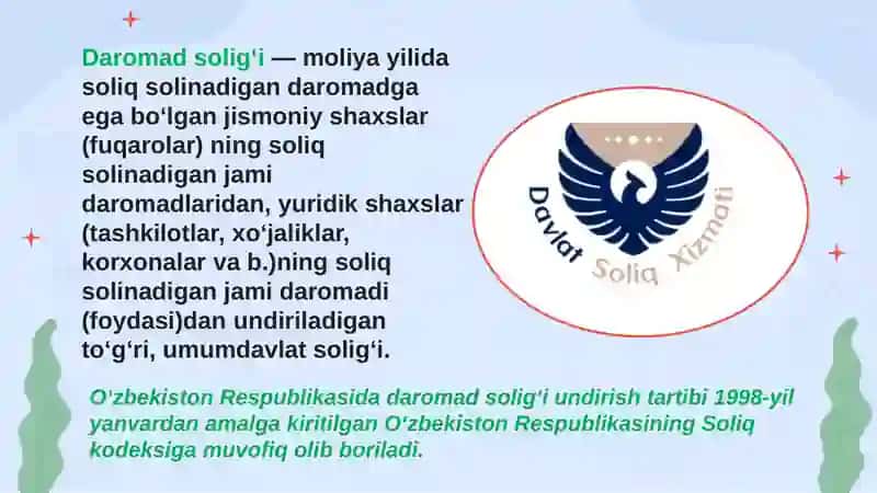 Daromad solig'i (Daromad shakllari va turlari soliq qat'or tilmaydigan daromadlar) 3