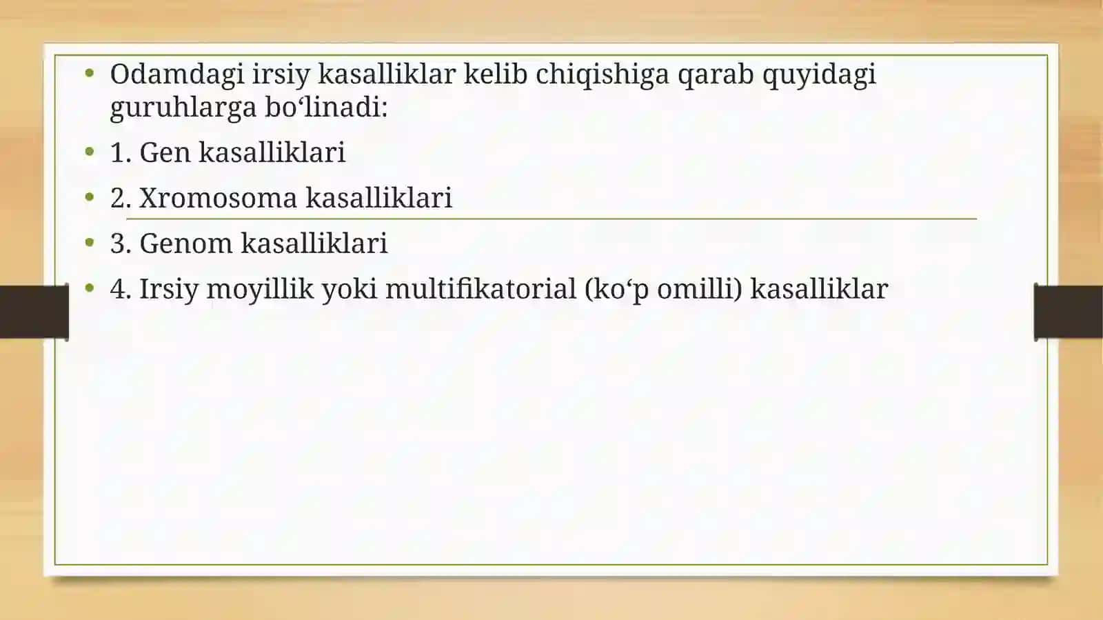 Odam irsiy kasalliklarining klassifikatsiyasi 3
