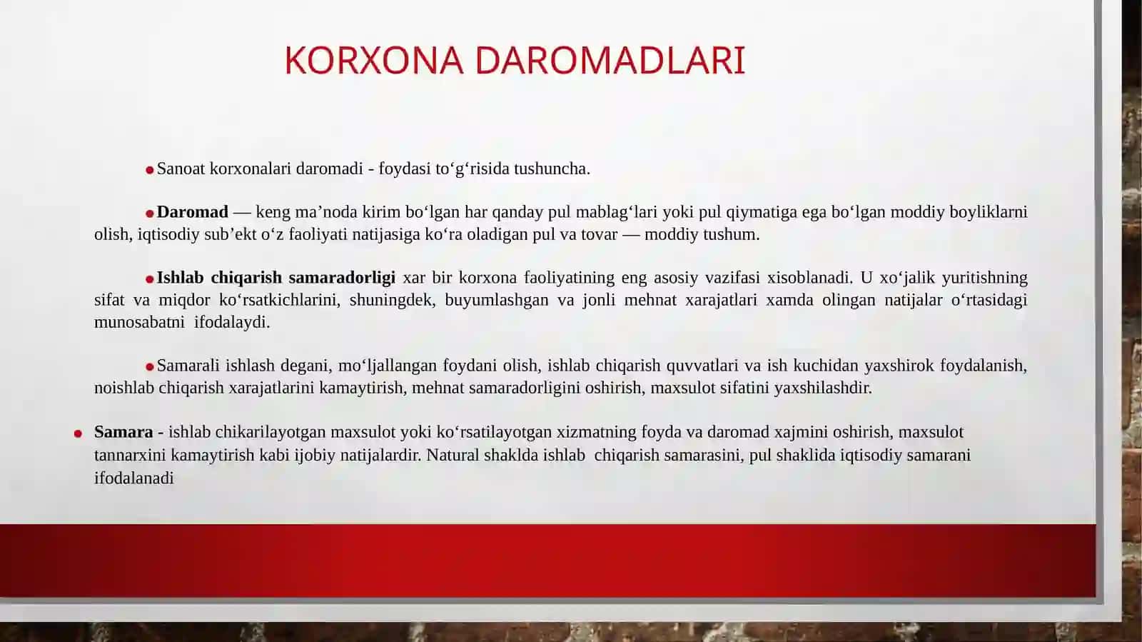 Korxona faoliyatining moliyaviynatijalari 3