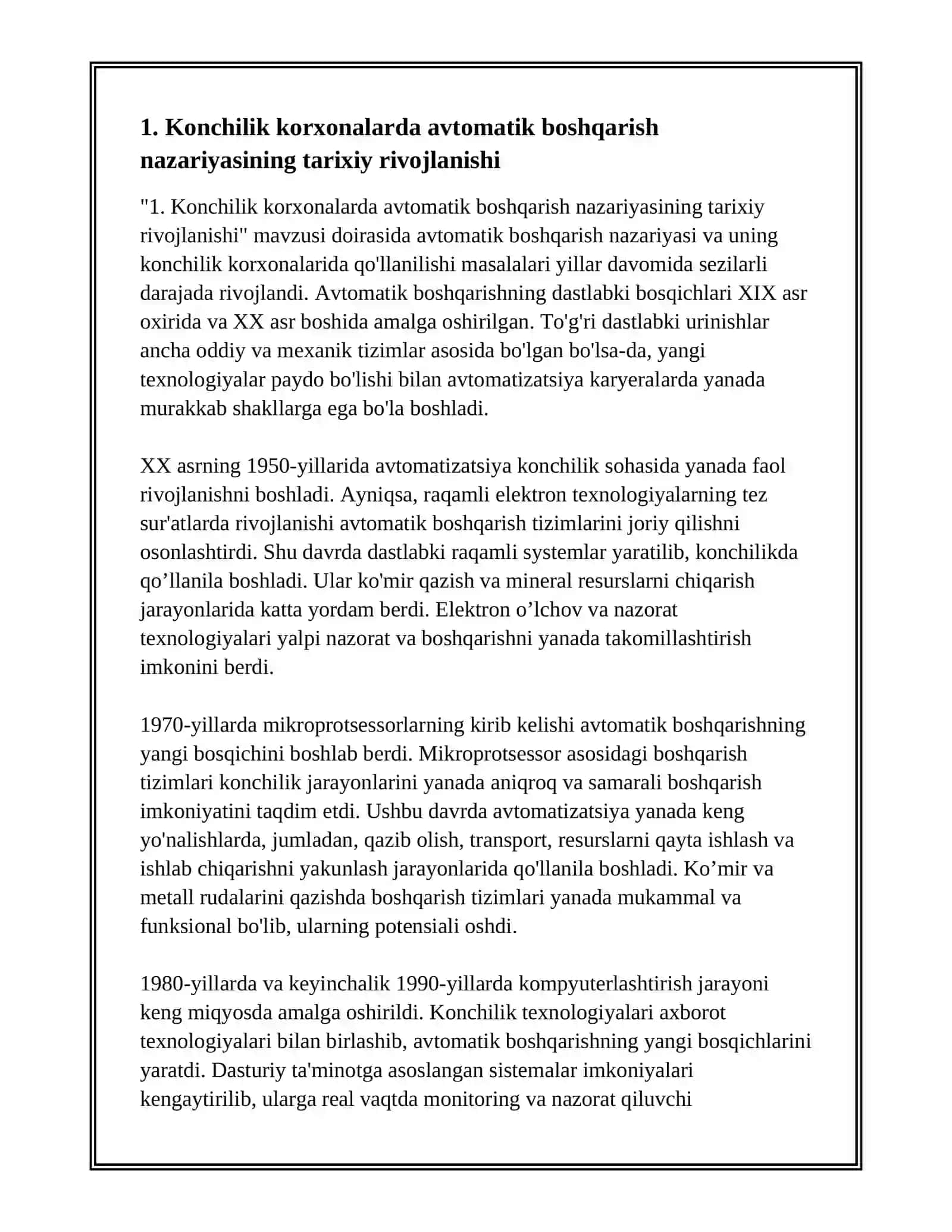 AVTOMATIK BOSHQARISH NAZARIYASIDA KONCHLIK KORHONALARIDA AVTOMATIK VA BOSHQARUV NAZARYASINING RIVOJLANISH BOSQICHLARI HAMDA ZAMONAVIY YO'NALISHLARI 3