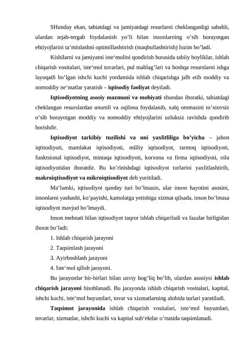 Iqtisodiyot fanining bosh masalasi 3