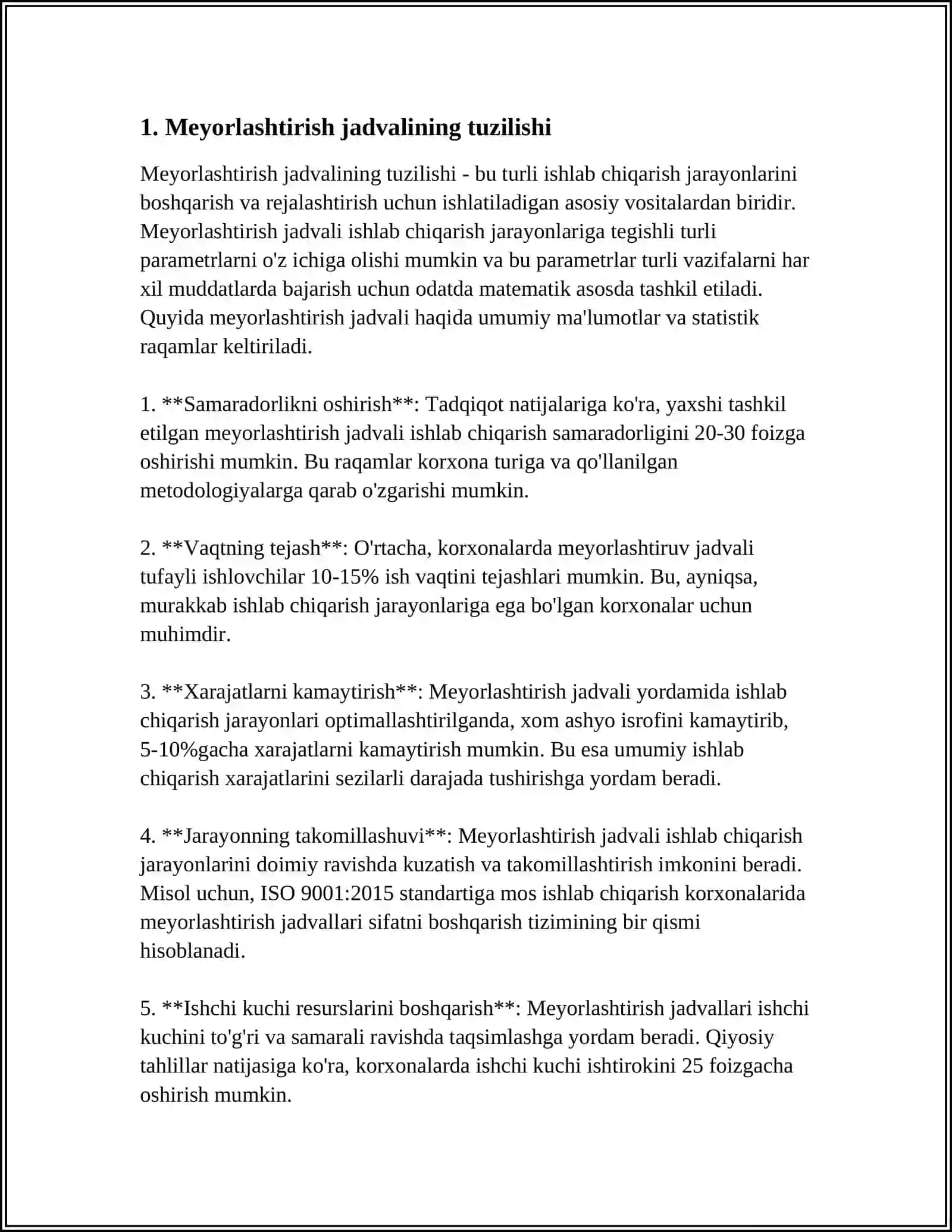 MUSTAQIL ISH Mavzu: MEYORLASHTIRISH JADVALI VA SHKALALARNING CHIZIQLI STANDARTLASHTIRISH 3