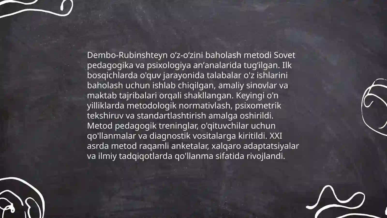 Dembo-Rubinshteyn oʻz oʻzini baholash metodi 3