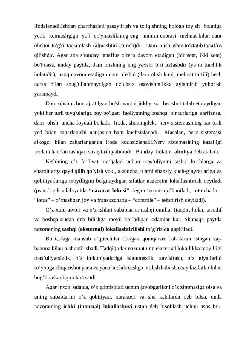 Irodasizlik. Irodasizlikning har xil namoyon bo‘lishi. Dangasalik 3