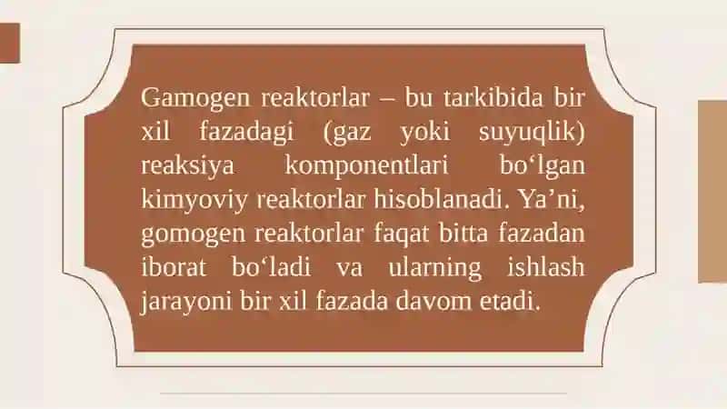 GAMOGEN KIMYOVIY REAKTORLARNI MODELLASHTIRISH 3