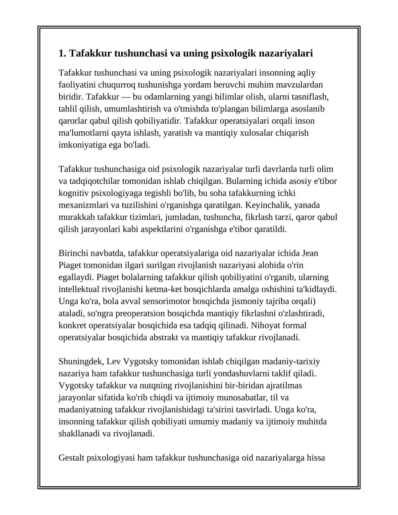 TAFAKKUR BORASIDA PSIXOLOGIK NAZARIYALAR.TAFAKKUR OPERATSIYALARI 3