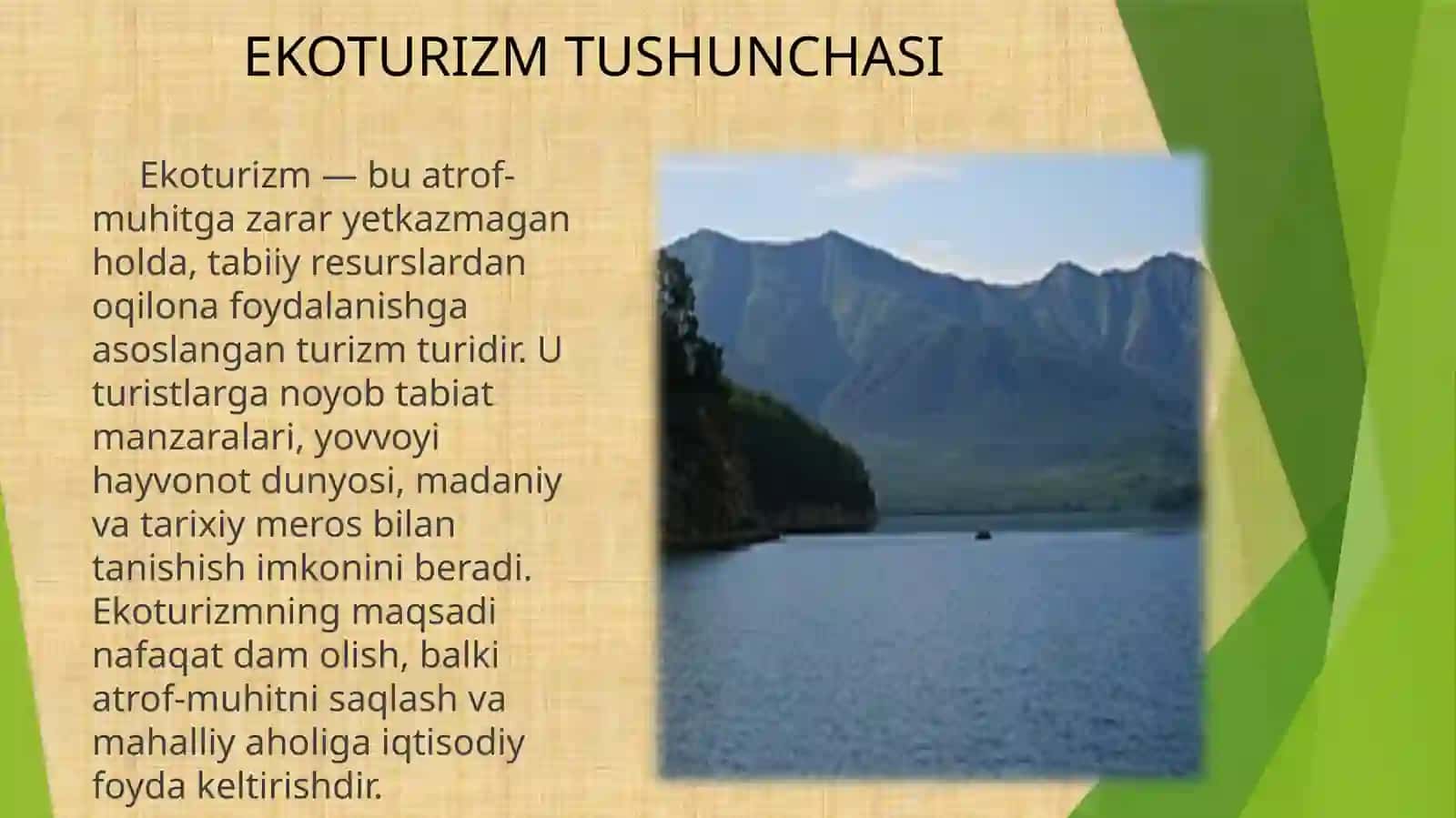 Ekoturizm RIVOJLANGAN XORIJ DAVLATLARINING TAJRIBALARI 3