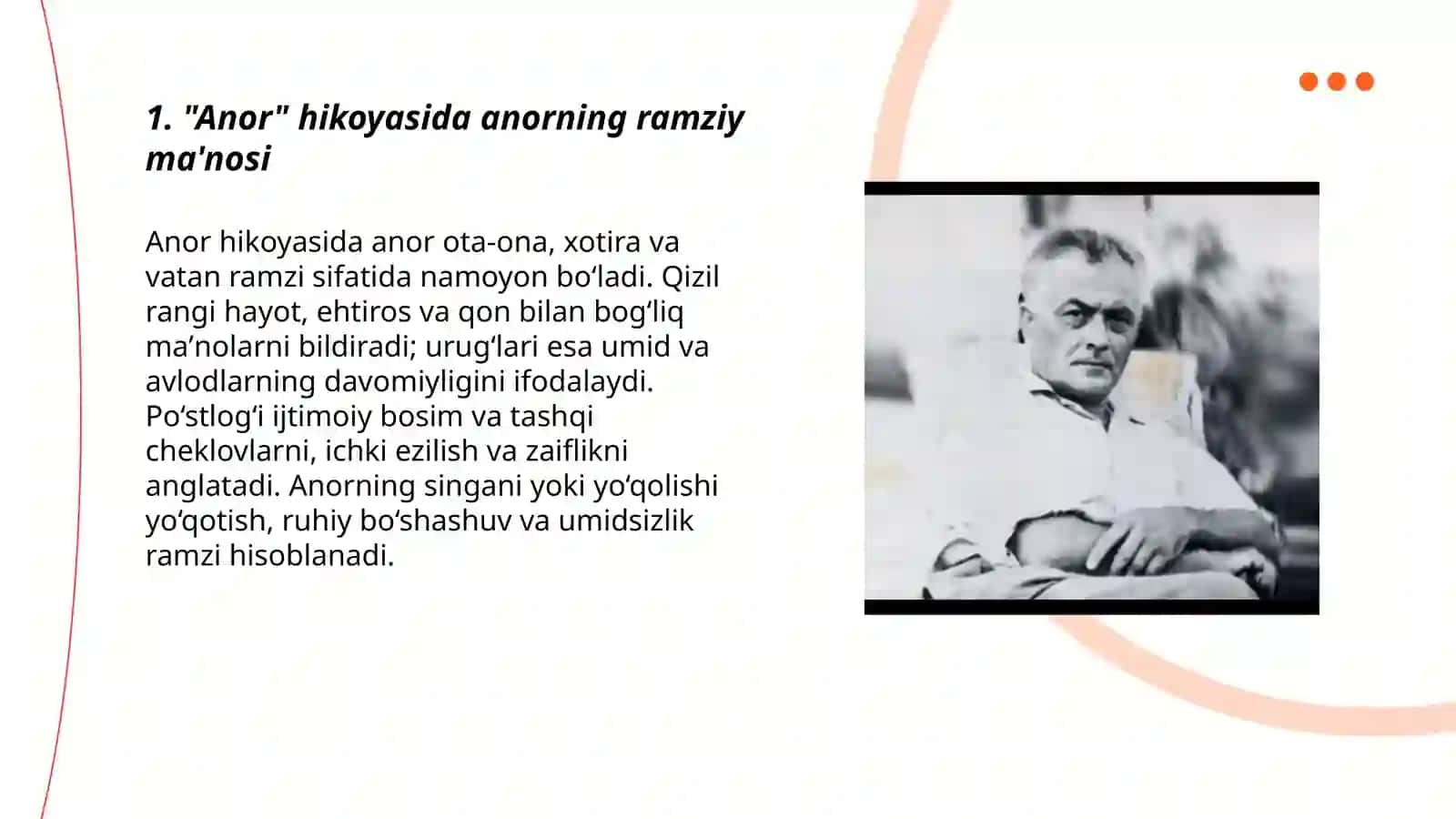 "Anor", "Bemor", "Daxshat" (hikoyalar) Abdulla Qahhor 3