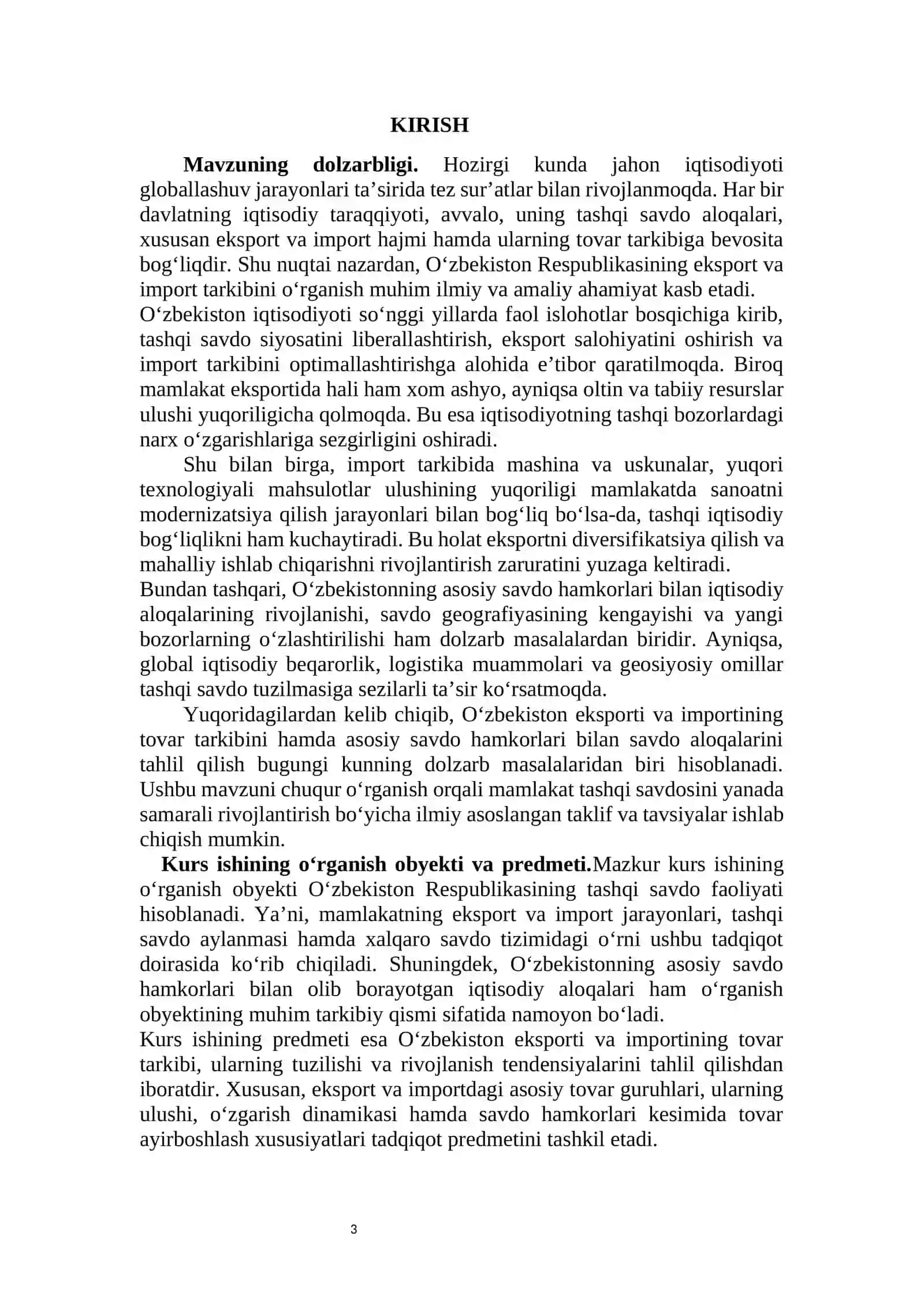 O'zbekiston eksporti va importining tovar tarkibi 3